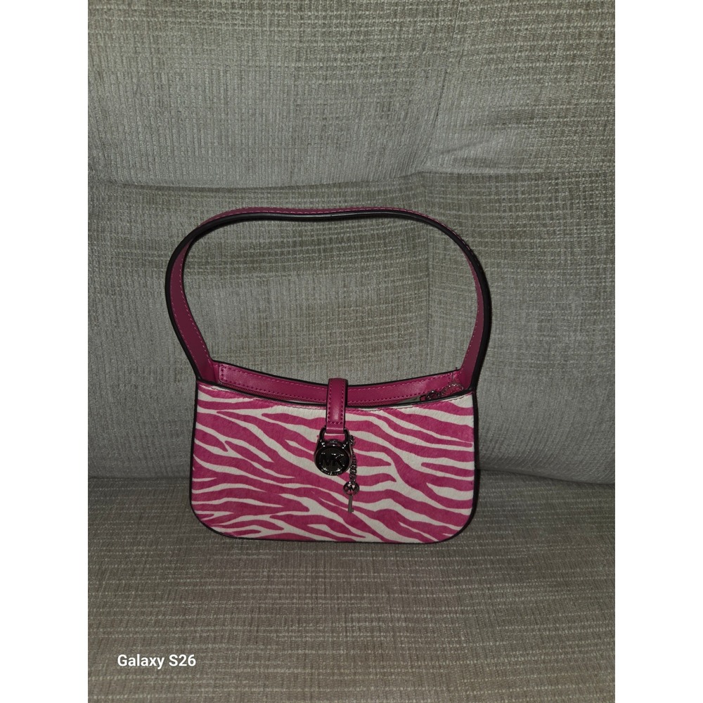 3. Michael Kors Pink Zebra Print Leather Baguette Shoulder Bag 35S5SYC1H